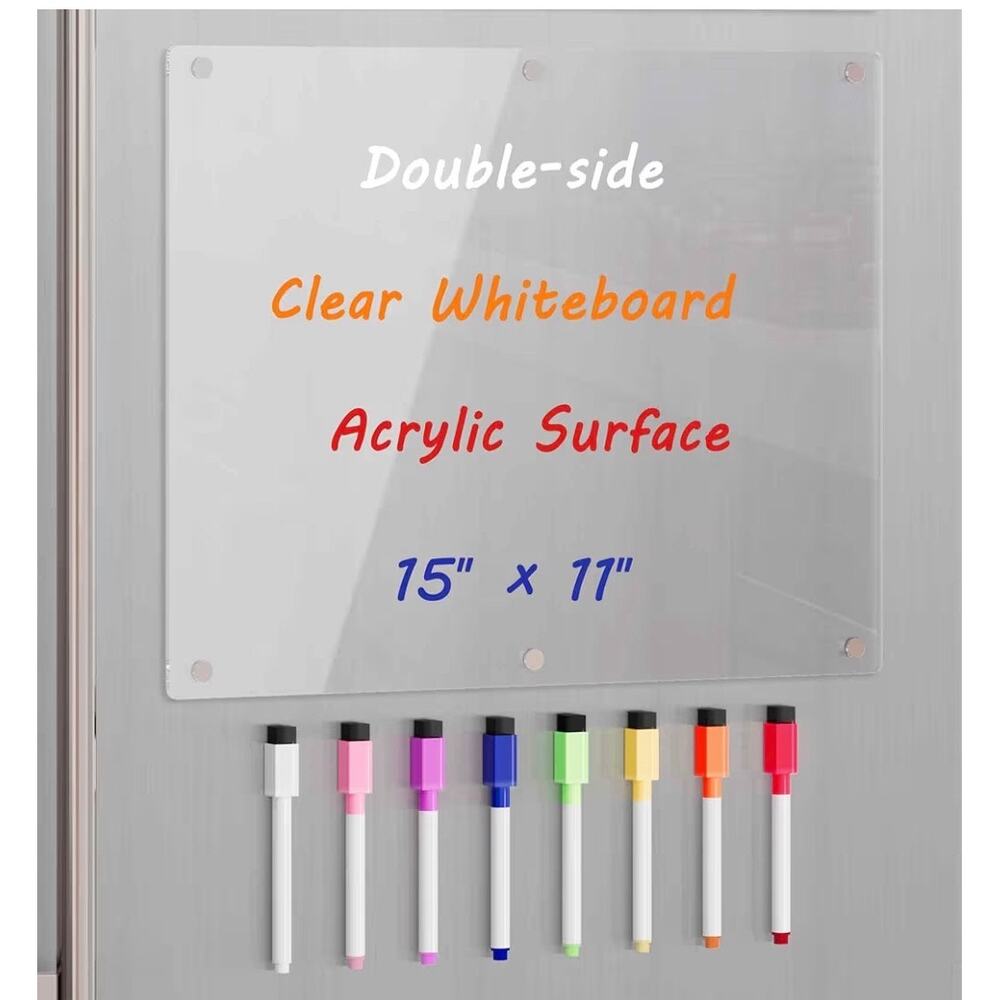 Dry Erase Magnetic Refrigerator Fridge Clear Acrylic Memo ToDo list w/ Markers